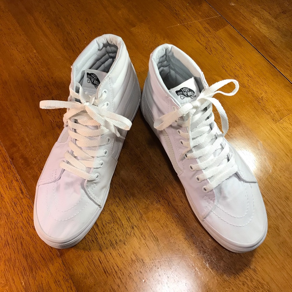 Vans SK8-Hi White Canvas Hi-top Womens 10 Mens 8.5